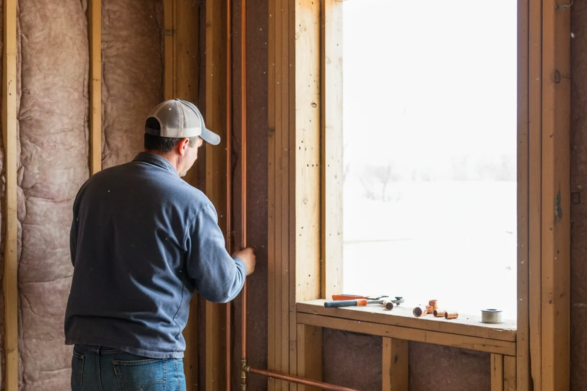 Licensed plumber running new copper supply lines in a High Point home