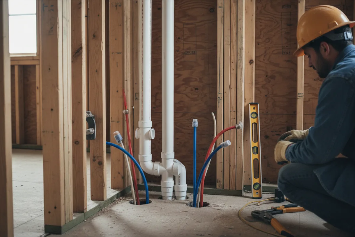 Drain and supply rough-in during Drain Cleaning in High Point