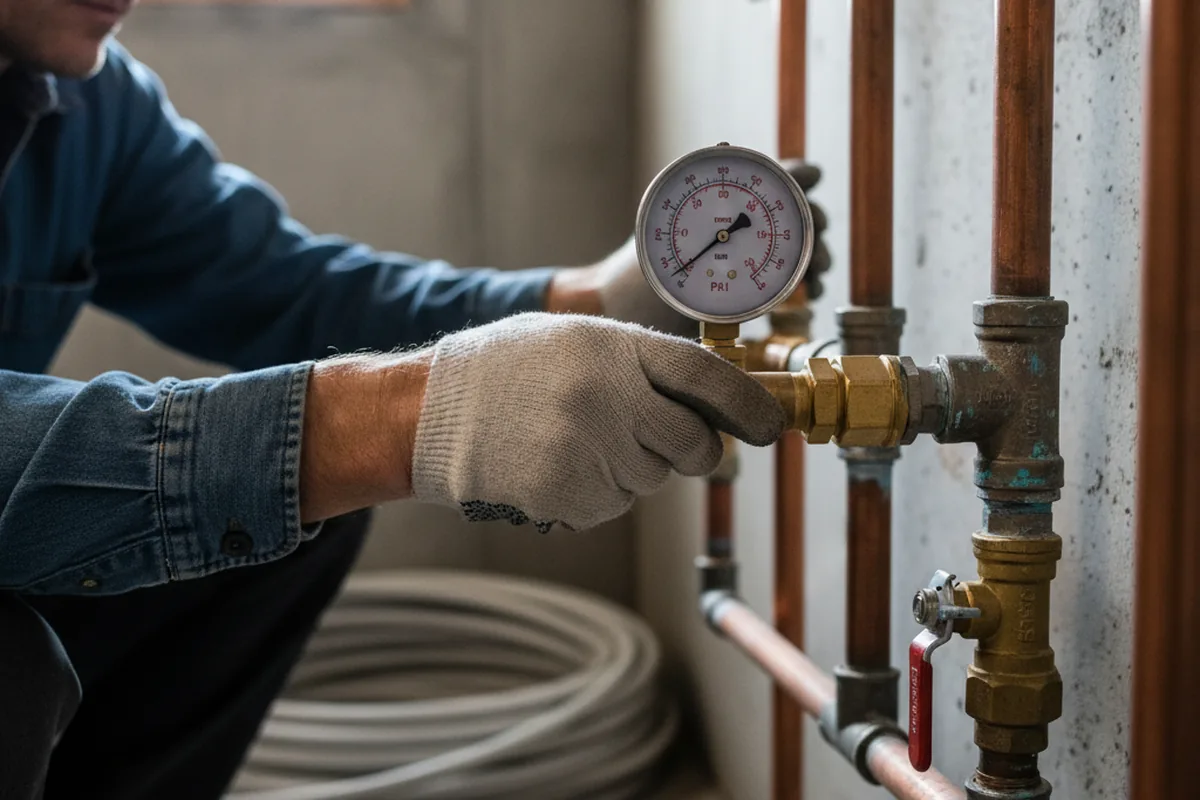 Pressure testing a repaired line during Water Line Repair in High Point